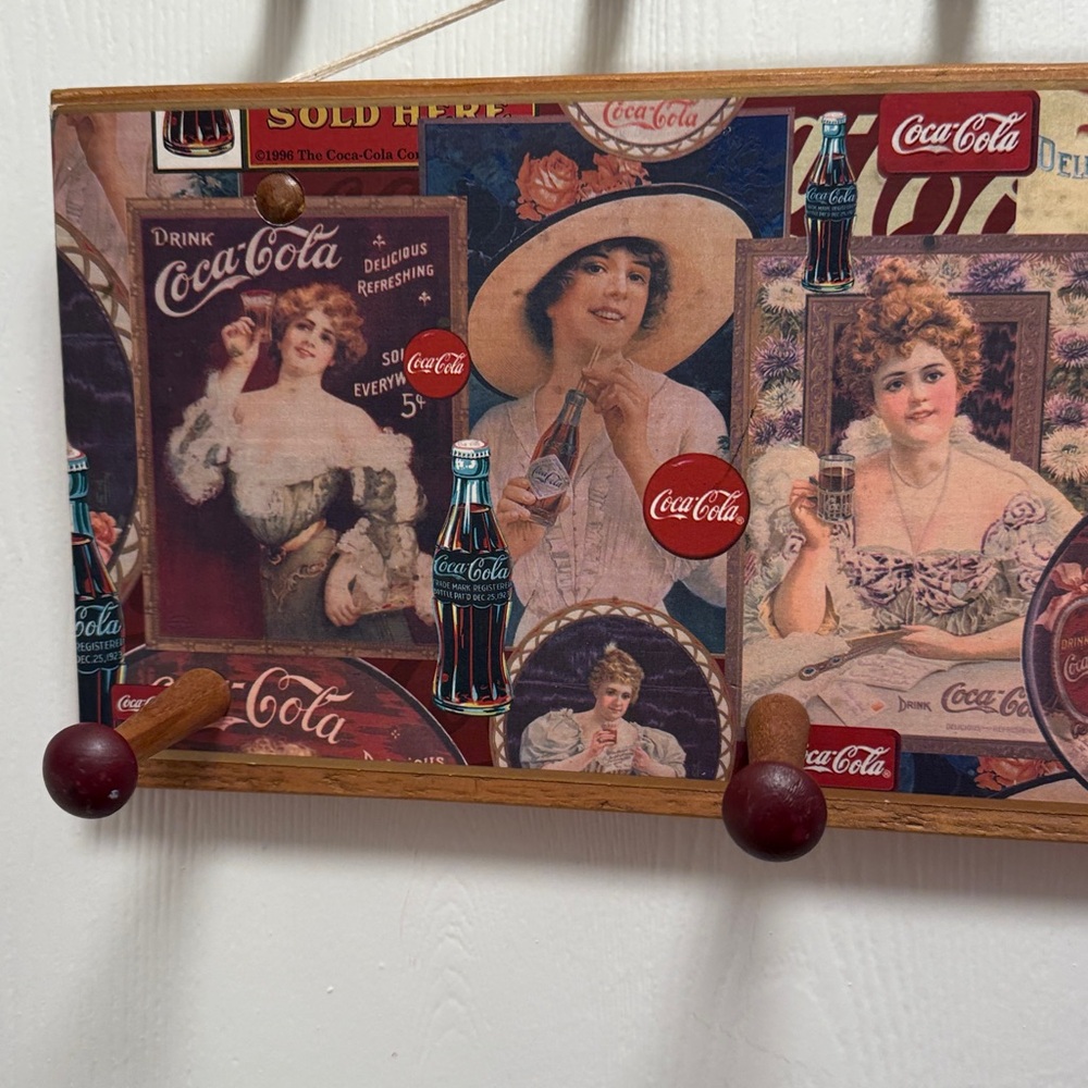 Coca Cola Retro Wall Hook with Red and Brown Accents